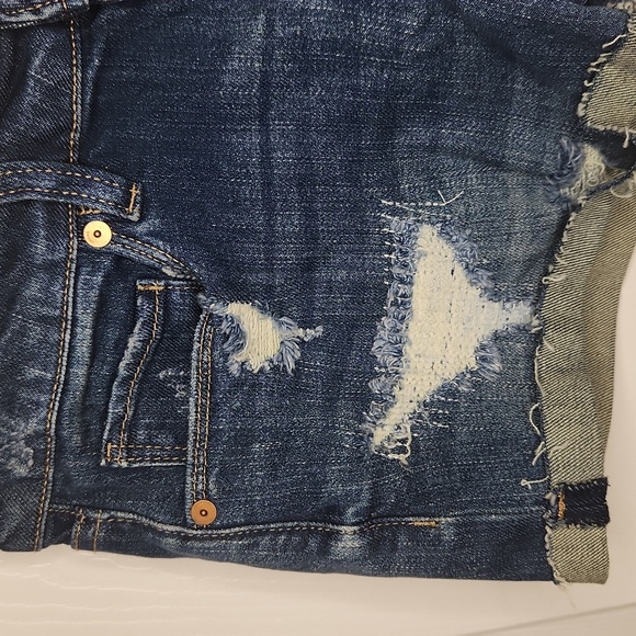 NWT Nordstrom The Fulton Blanknyc Roll Up Distressed Denim Blue Shorts Size 24 - Picture 2 of 13